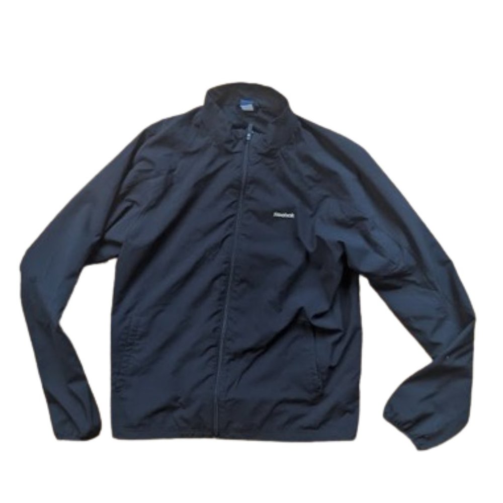 REEBOK  Black Zip Up Jacket Windbraker Size Large